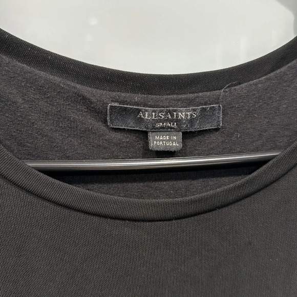 All Saints Women's Black Long Sleeve Layered Mini Knot Tie Dress Size Small - Picture 2 of 4